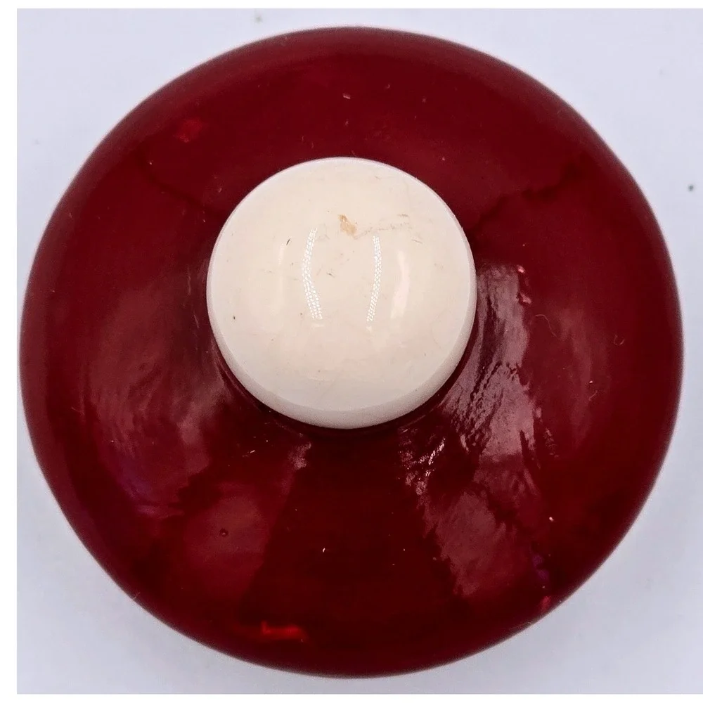 Vintage Burgundy Red and Cream Ceramic Teapot Canister Replacement Lid